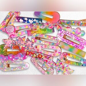 Lot of 20 Assorted Handmade A & B-Grade Resin Hair Clips! Colorful Variety OOAK